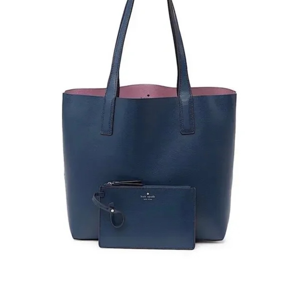 Kate Spade New York Reversible Tote - Blue and Pink w/ Matching Pouch
